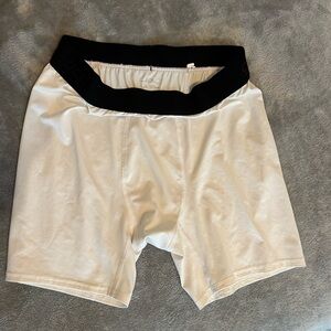 White Compression Shorts with Black Waistband